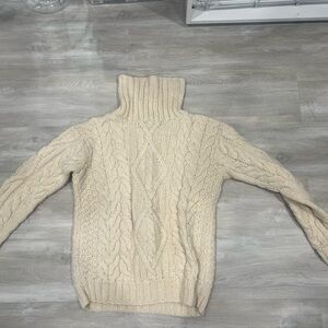 Cream Cable Knit Turtleneck Sweater